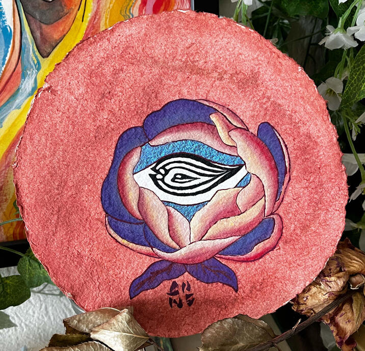 👁️花🌺花👁️ • Gouache, hand pressed textured watercolor paper