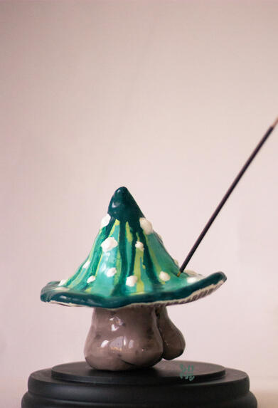 IncenseShroom Commission • Clay, Acrylic Paint, Resin
