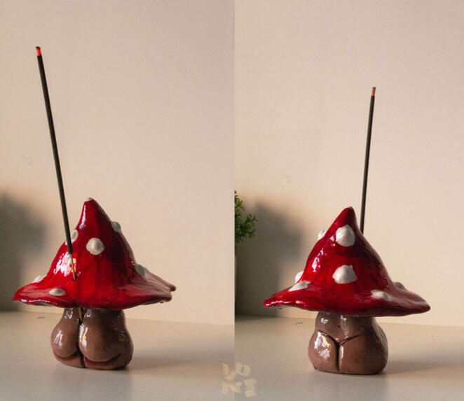 IncenseShroom • Clay, Acrylic Paint, Resin